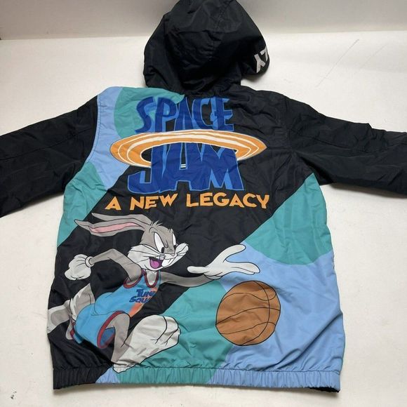 Members Only Looney Tunes Bugs Bunny Windbreaker Black Hoodie Jacket Mens Size S - Picture 7 of 8
